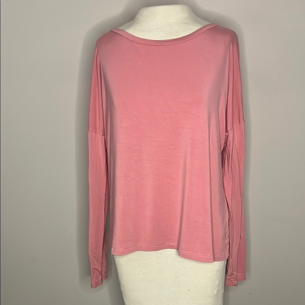 Long Sleeve Open Back Pink Tee - Size M